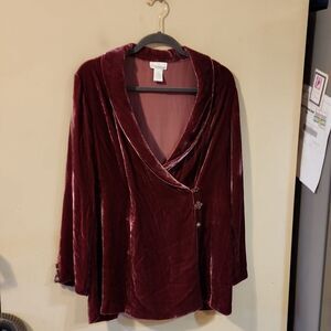 Soft Surroundings Burgundy Velvet Blouse